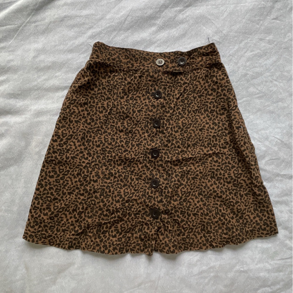 Twik Cotton Leopard Print Button-Up Skirt